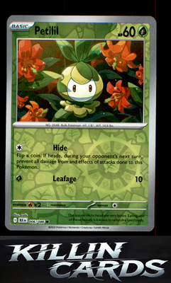 Reverse Holofoil Petilil 006/086 Pokemon Common SV: Black Bolt Card NM