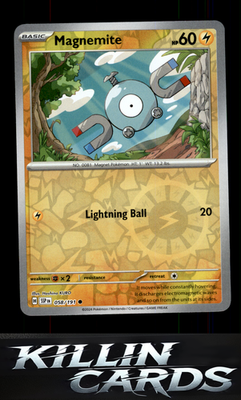 Reverse Holofoil Magnemite 058/191 Pokemon Common SV08: Surging Sparks Card NM