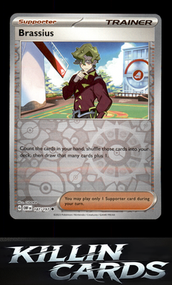 Reverse Holofoil Brassius 187/197 Pokemon Uncommon SV03: Obsidian Flames Card NM