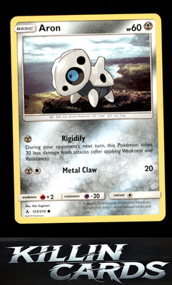 Aron 123/214 Pokemon Common SM - Unbroken Bonds Card NM