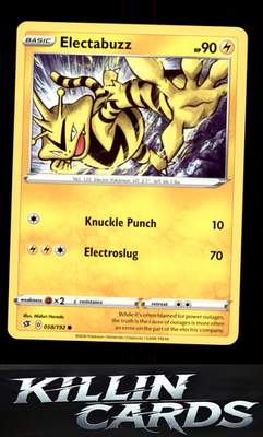 Electabuzz 058/192 Pokemon Common SWSH02: Rebel Clash Card NM