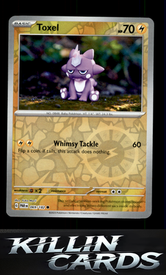 Reverse Holofoil Toxel 069/182 Pokemon Common SV04: Paradox Rift Card NM