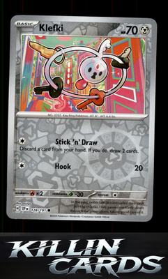 Reverse Holofoil Klefki 128/191 Pokemon Common SV08: Surging Sparks Card NM