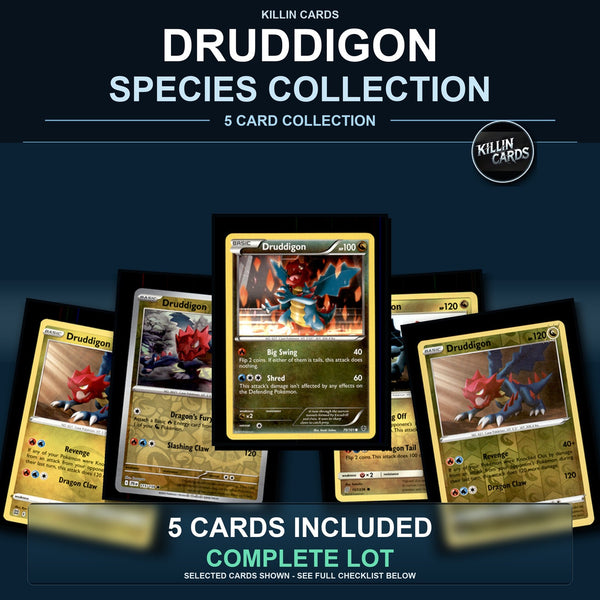 Pokemon TCG Druddigon Species Collection 5 Different Cards