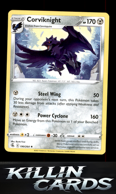 Corviknight 190/264 Pokemon Rare SWSH08: Fusion Strike Card LP