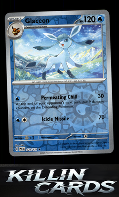 Reverse Holofoil Glaceon 025/131 Pokemon Rare SV: Prismatic Evolutions Card NM