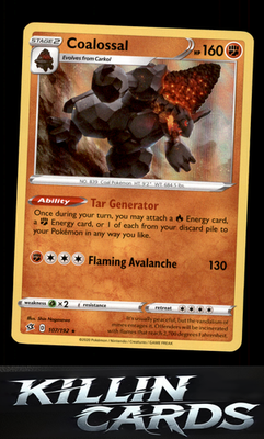 Coalossal 107/192 Pokemon Holo Rare SWSH02: Rebel Clash Card NM