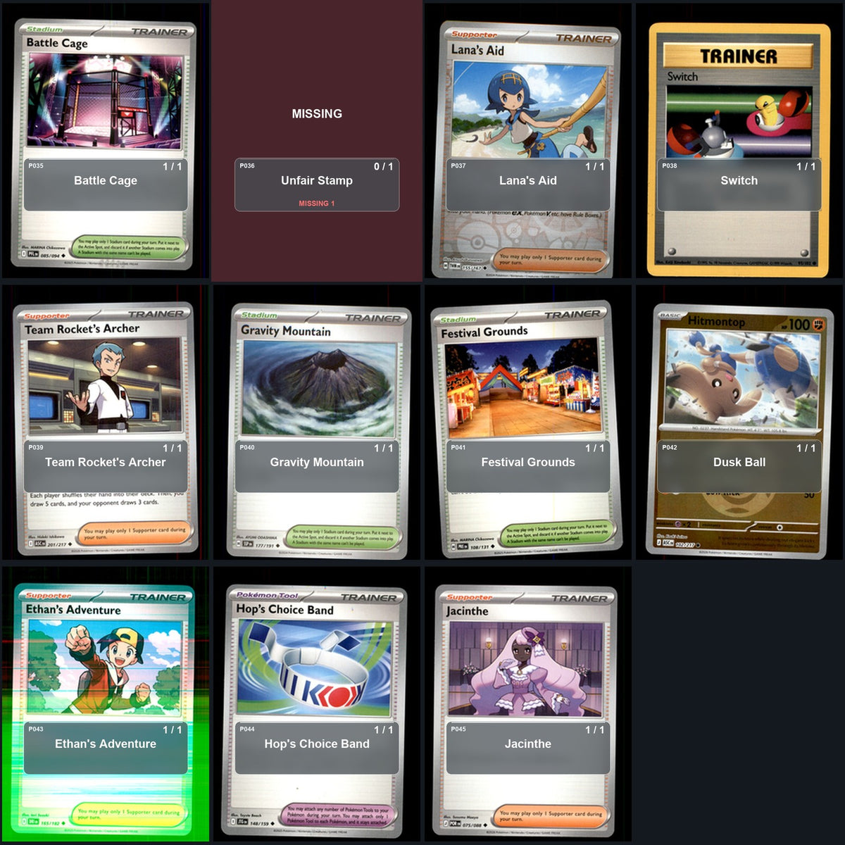 Pokemon TCG Trainer Card Lot 94 Cards Deck Building Playable Tournament