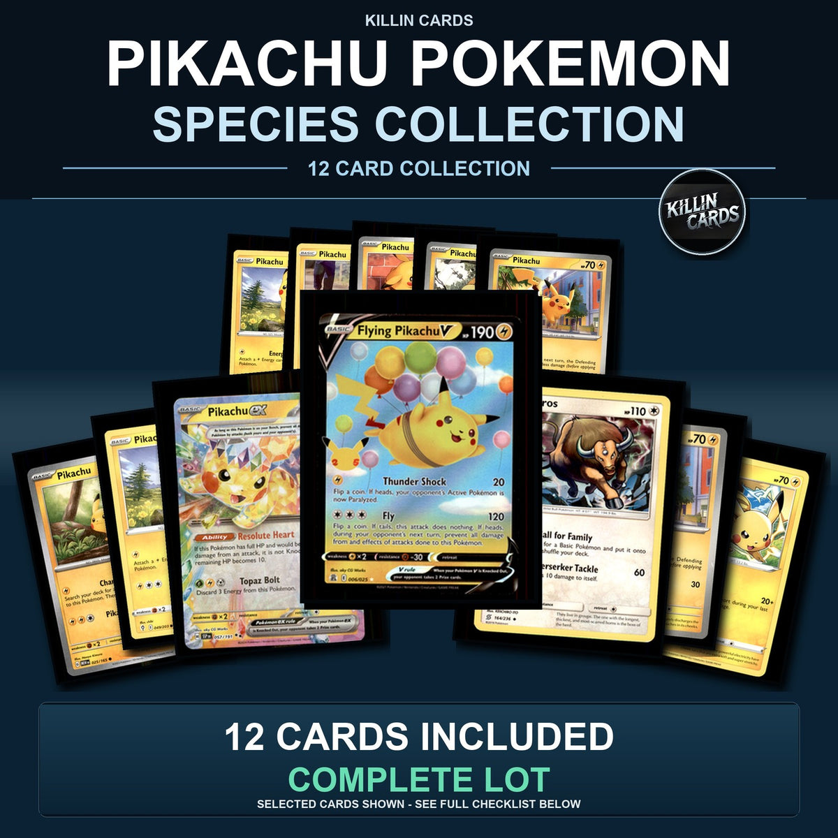 Pokemon TCG Pikachu Pokemon Species Collection 12 Different Cards Collection