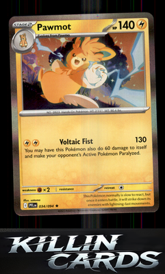 Pawmot 034/094 Pokemon Rare ME02: Phantasmal Flames Card NM