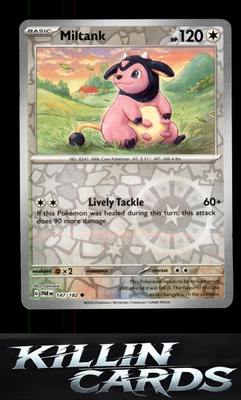 Reverse Holofoil Miltank 147/182 Pokemon Common SV04: Paradox Rift Card NM
