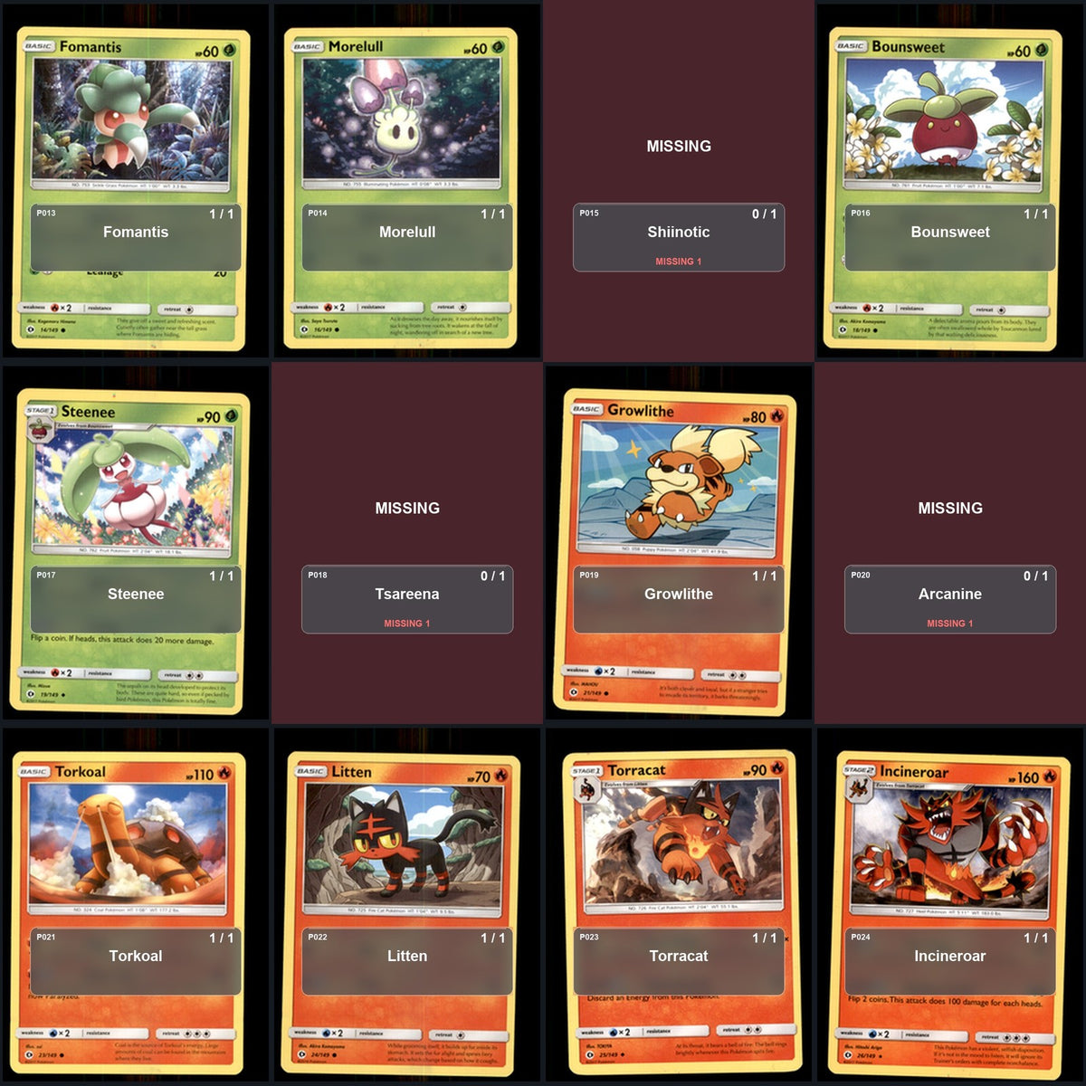 Pokemon TCG SM Base Set C/UC/R Standard Set 113 Cards