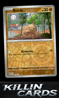 Reverse Holofoil Bonsly 110/197 Pokemon Common SV03: Obsidian Flames Card NM