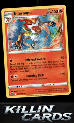 Infernape 026/172 Pokemon Holo Rare SWSH09: Brilliant Stars Card NM