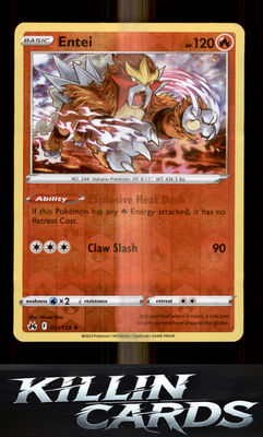Entei 021/159 Pokemon Holo Rare SWSH: Crown Zenith Card NM