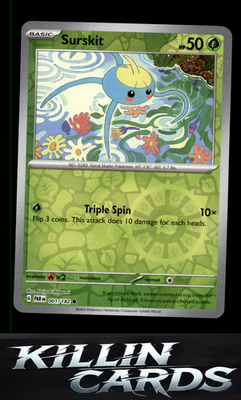 Reverse Holofoil Surskit 001/182 Pokemon Common SV04: Paradox Rift Card NM
