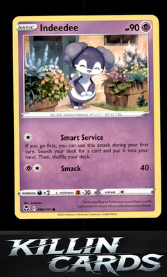 Indeedee 086/195 Pokemon Common SWSH12: Silver Tempest Card NM