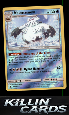 Reverse Holofoil Abomasnow 38/156 Pokemon Rare SM - Ultra Prism Card NM