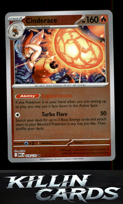 Reverse Holofoil Cinderace 028/132 Pokemon Rare ME01: Mega Evolution Card NM