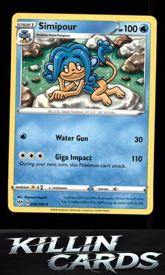 Simipour 042/189 Pokemon Uncommon SWSH03: Darkness Ablaze Card NM