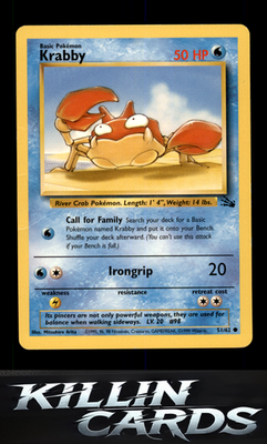 Krabby 51/62 Pokemon Common Fossil Card LP