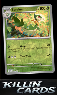 Reverse Holofoil Servine 002/086 Pokemon Common SV: Black Bolt Card NM