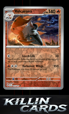 Reverse Holofoil Volcarona 025/191 Pokemon Common SV08: Surging Sparks Card NM