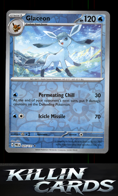 Reverse Holofoil Glaceon 025/131 Pokemon Rare SV: Prismatic Evolutions Card NM