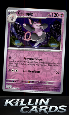 Reverse Holofoil Grumpig 091/197 Pokemon Uncommon SV03: Obsidian Flames Card NM