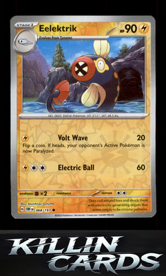 Reverse Holofoil Eelektrik 068/197 Pokemon Common SV03: Obsidian Flames Card NM