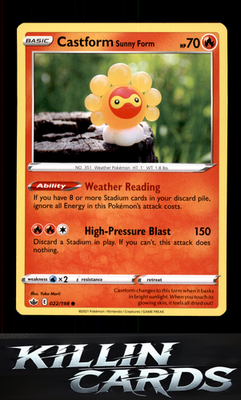 Castform Sunny Form 022/198 Pokemon Common SWSH06: Chilling Reign Card NM