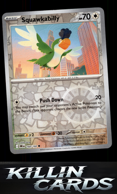 Reverse Holofoil Squawkabilly 160/182 Pokemon Common SV10: Destined Rivals Card