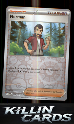 Reverse Holofoil Norman 168/182 Pokemon Uncommon SV04: Paradox Rift Card NM