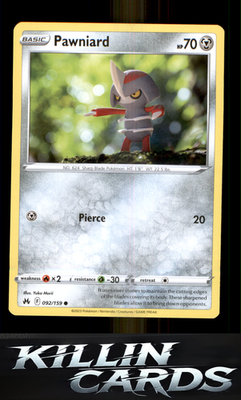 Pawniard (92) 092/159 Pokemon Common SWSH: Crown Zenith Card NM