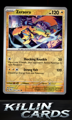 Reverse Holofoil Zeraora 057/162 Pokemon Uncommon SV05: Temporal Forces Card NM