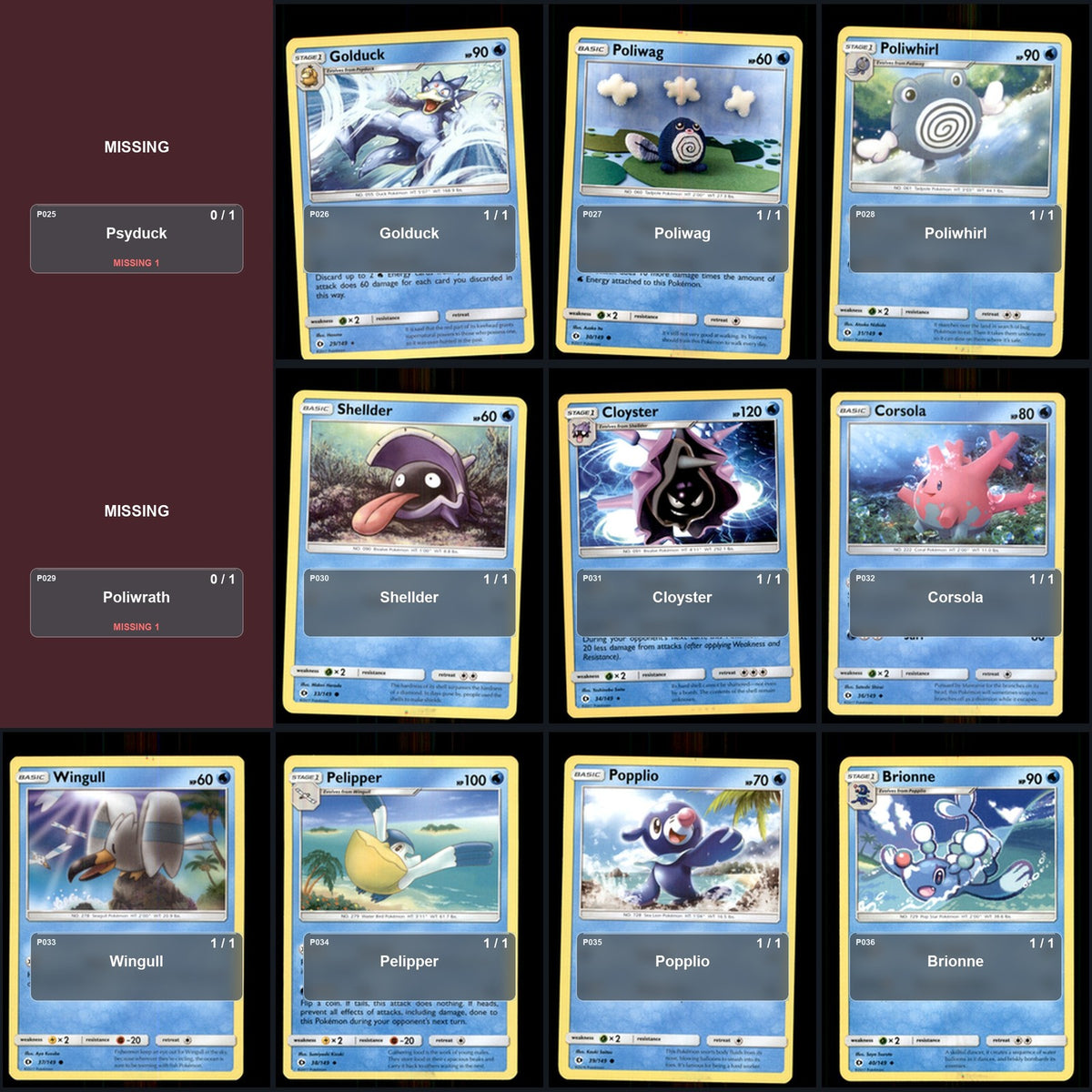 Pokemon TCG SM Base Set C/UC/R Standard Set 113 Cards