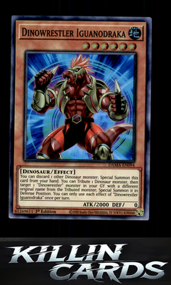 Dinowrestler Iguanodraka DAMA-EN094 YuGiOh Super Rare Dawn of Majesty Card NM