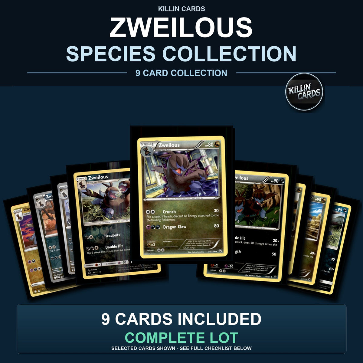 Pokemon TCG Zweilous Species Collection 9 Different Cards