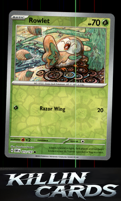 Reverse Holofoil Rowlet 013/197 Pokemon Common SV03: Obsidian Flames Card NM