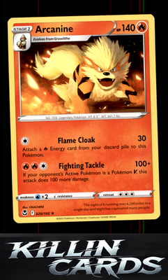 Arcanine 020/195 Pokemon Rare SWSH12: Silver Tempest Card NM
