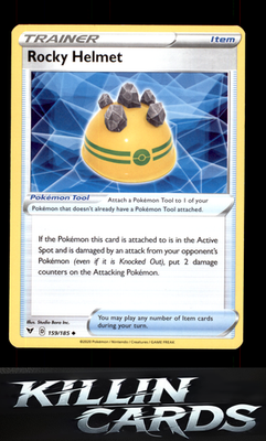 Rocky Helmet 159/185 Pokemon Uncommon SWSH04: Vivid Voltage Card NM