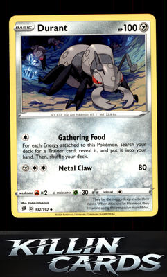 Durant 132/192 Pokemon Uncommon SWSH02: Rebel Clash Card NM