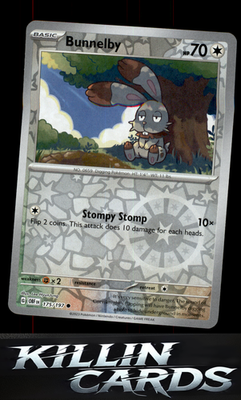 Reverse Holofoil Bunnelby 175/197 Pokemon Common SV03: Obsidian Flames Card NM