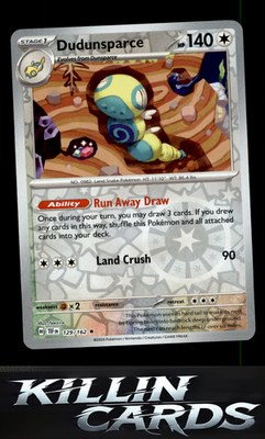 Reverse Holofoil Dudunsparce 129/162 Pokemon Rare SV05: Temporal Forces Card NM