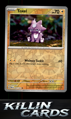 Reverse Holofoil Toxel 069/182 Pokemon Common SV04: Paradox Rift Card NM