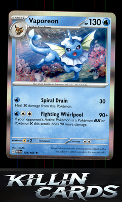 Vaporeon 134/165 Pokemon Rare SV: Scarlet & Violet 151 Card NM
