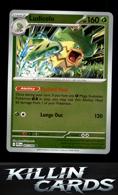 Reverse Holofoil Ludicolo - 007/094 007/094 Pokemon Uncommon ME02: Phantasmal Fl