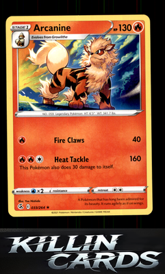 Arcanine 033/264 Pokemon Rare SWSH08: Fusion Strike Card NM