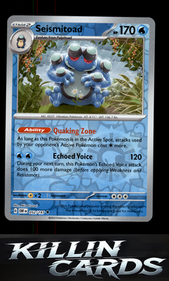 Reverse Holofoil Seismitoad 052/197 Pokemon Uncommon SV03: Obsidian Flames Card
