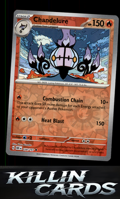 Reverse Holofoil Chandelure 038/197 Pokemon Uncommon SV03: Obsidian Flames Card